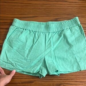 J. Crew Green Cotton Shorts with Elastic Waistband